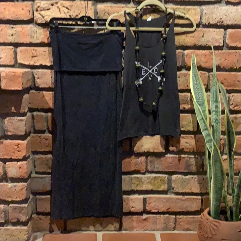 Bundle ~  Maxi skirt, shirt, necklace